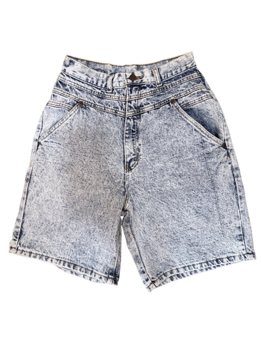 Acid Wash Denim Mom Shorts Authentic Rare 1980s Vintage Bay Island USA Size XS 0
